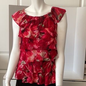 White House Black Market Brand Floral Layered Tank Style Top